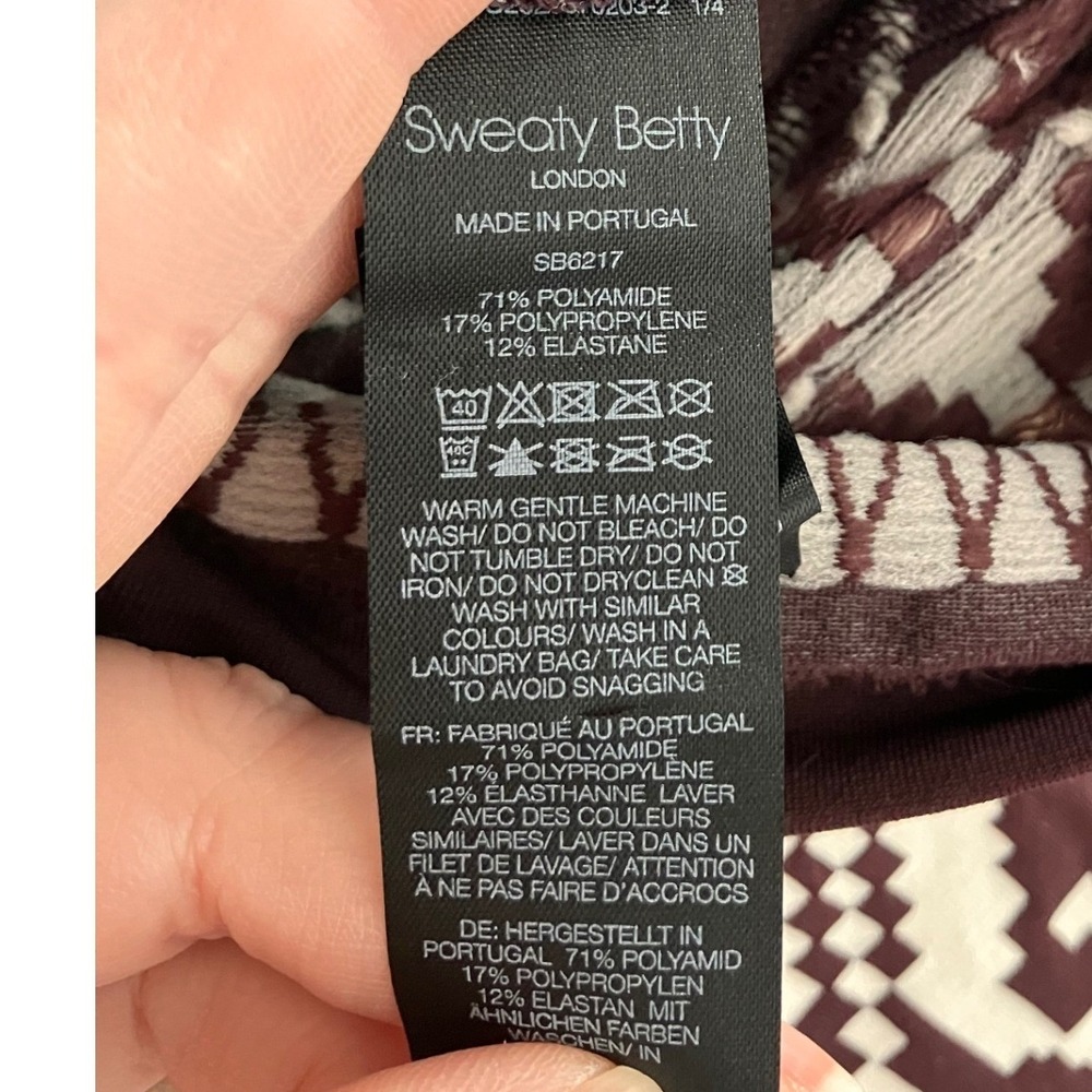 Sweaty Betty London Betty Base Layer Burgundy Fair Isle Turtleneck Top M Thermal - Picture 3 of 8